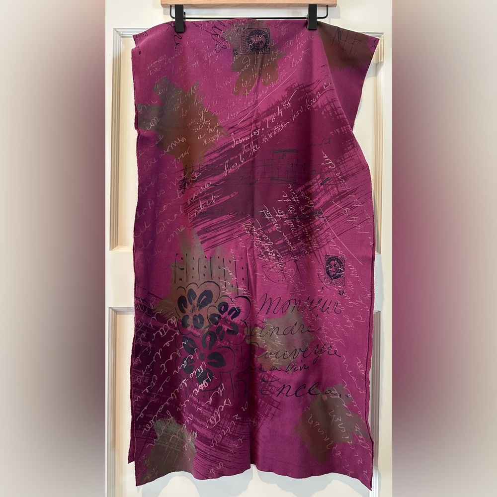 Blue Fish Oversized Painted Scarf in Tyrian